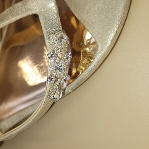 Badgley Mischka Chic Metallic Gold Sandals with Rhinestone Accents